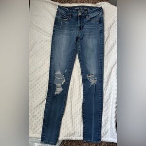 American Eagle Outfitters Ripped Blue Skinny Jeans
